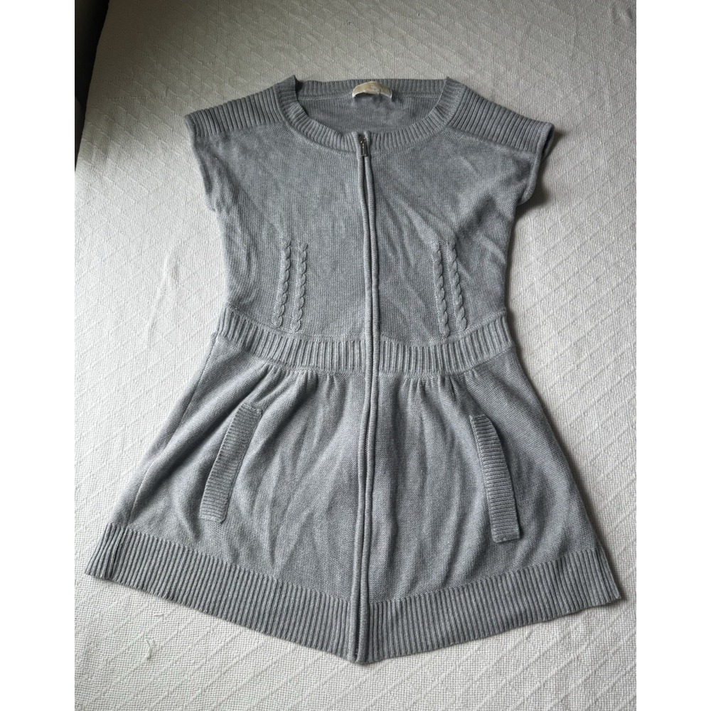 MICHAEL KORS GRAY CottonANGORA BLEND SWEATER Zip Medium Women's